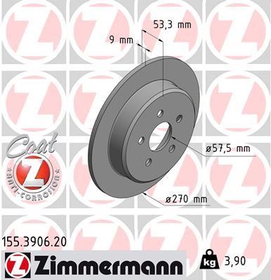 Otto Zimmermann 155.3906.20 Brake disc 155390620: Buy near me in Poland at 2407.PL - Good price!