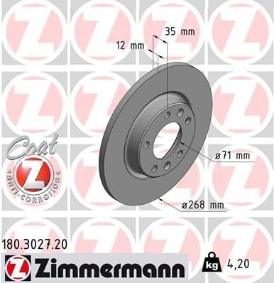 Otto Zimmermann 180.3027.20 Rear brake disc, non-ventilated 180302720: Buy near me in Poland at 2407.PL - Good price!