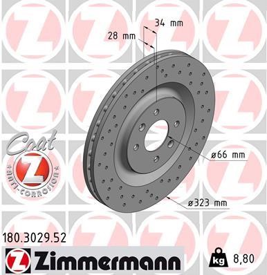Otto Zimmermann 180.3029.52 Тормозной диск передний вентилируемый 180302952: Отличная цена - Купить в Польше на 2407.PL!
