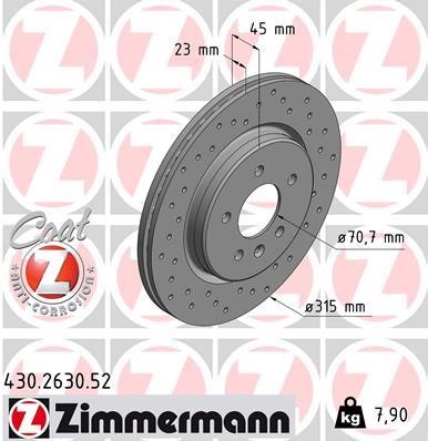 Otto Zimmermann 430.2630.52 Brake disc 430263052: Buy near me in Poland at 2407.PL - Good price!