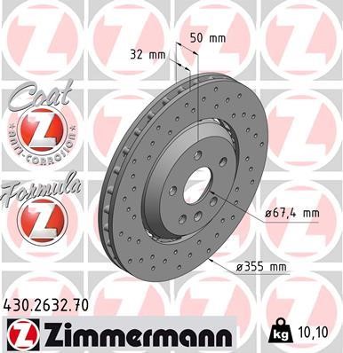 Otto Zimmermann 430.2632.70 Front brake disc ventilated 430263270: Buy near me in Poland at 2407.PL - Good price!