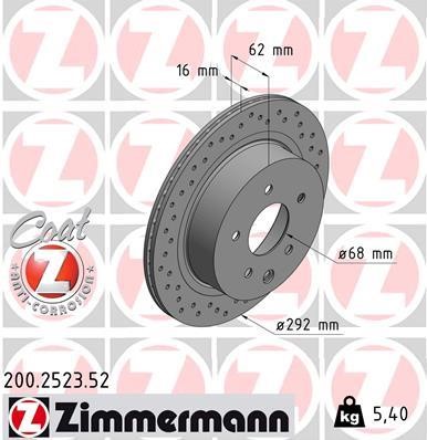 Otto Zimmermann 200.2523.52 Тормозной диск задний вентилируемый 200252352: Отличная цена - Купить в Польше на 2407.PL!