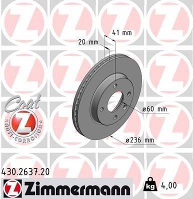 Otto Zimmermann 430.2637.20 Brake disc 430263720: Buy near me in Poland at 2407.PL - Good price!