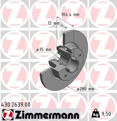 Otto Zimmermann 430.2639.00 Rear brake disc, non-ventilated 430263900: Buy near me in Poland at 2407.PL - Good price!