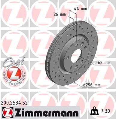 Otto Zimmermann 200.2534.52 Front brake disc ventilated 200253452: Buy near me in Poland at 2407.PL - Good price!