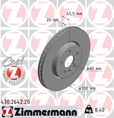 Otto Zimmermann 430.2642.20 Front brake disc ventilated 430264220: Buy near me in Poland at 2407.PL - Good price!