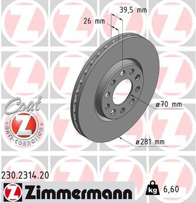 Otto Zimmermann 230.2314.20 Brake disc 230231420: Buy near me at 2407.PL in Poland at an Affordable price!