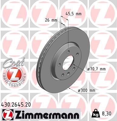 Otto Zimmermann 430.2645.20 Brake disk 430264520: Buy near me in Poland at 2407.PL - Good price!
