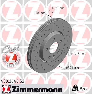 Otto Zimmermann 430.2646.52 Тормозной диск 430264652: Отличная цена - Купить в Польше на 2407.PL!