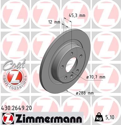 Otto Zimmermann 430.2649.20 Brake disk 430264920: Buy near me in Poland at 2407.PL - Good price!