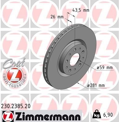 Otto Zimmermann 230.2385.20 Brake disk 230238520: Buy near me in Poland at 2407.PL - Good price!