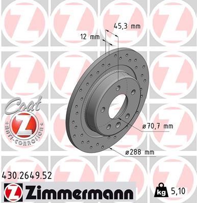 Otto Zimmermann 430.2649.52 Тормозной диск 430264952: Отличная цена - Купить в Польше на 2407.PL!