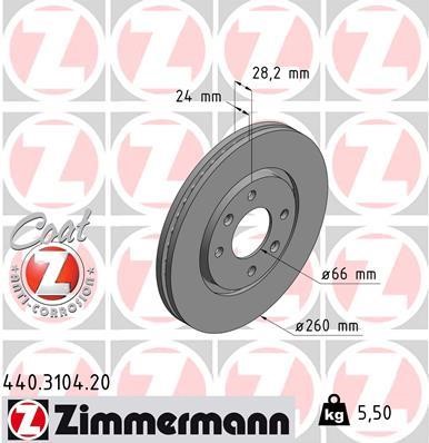 Otto Zimmermann 440310420 Brake disc 440310420: Buy near me in Poland at 2407.PL - Good price!