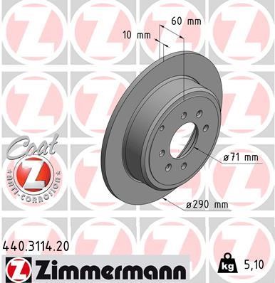 Otto Zimmermann 440.3114.20 Rear brake disc, non-ventilated 440311420: Buy near me at 2407.PL in Poland at an Affordable price!