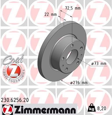 Otto Zimmermann 230.6256.20 Unventilated front brake disc 230625620: Buy near me in Poland at 2407.PL - Good price!