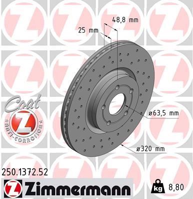 Otto Zimmermann 250.1372.52 Тормозной диск передний вентилируемый 250137252: Отличная цена - Купить в Польше на 2407.PL!