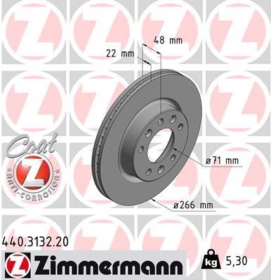Otto Zimmermann 440.3132.20 Front brake disc ventilated 440313220: Buy near me in Poland at 2407.PL - Good price!
