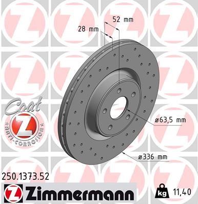 Otto Zimmermann 250.1373.52 Front brake disc ventilated 250137352: Buy near me at 2407.PL in Poland at an Affordable price!