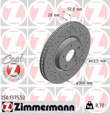 Otto Zimmermann 250.1375.52 Тормозной диск передний вентилируемый 250137552: Отличная цена - Купить в Польше на 2407.PL!