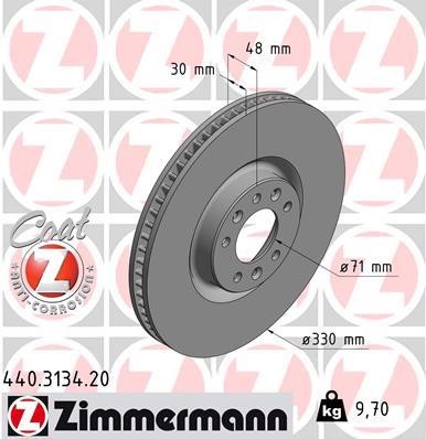 Otto Zimmermann 440.3134.20 Front brake disc ventilated 440313420: Buy near me in Poland at 2407.PL - Good price!