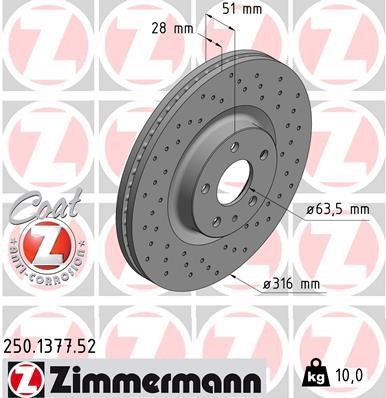 Otto Zimmermann 250.1377.52 Innenbelüftete Bremsscheibe vorne 250137752: Bestellen Sie in Polen zu einem guten Preis bei 2407.PL!