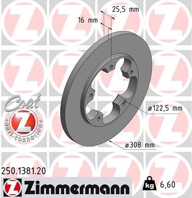 Otto Zimmermann 250.1381.20 Rear brake disc, non-ventilated 250138120: Buy near me in Poland at 2407.PL - Good price!