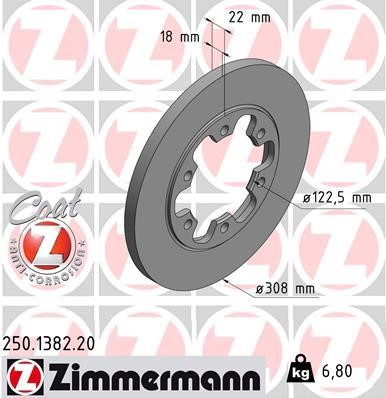Otto Zimmermann 250.1382.20 Rear brake disc, non-ventilated 250138220: Buy near me at 2407.PL in Poland at an Affordable price!