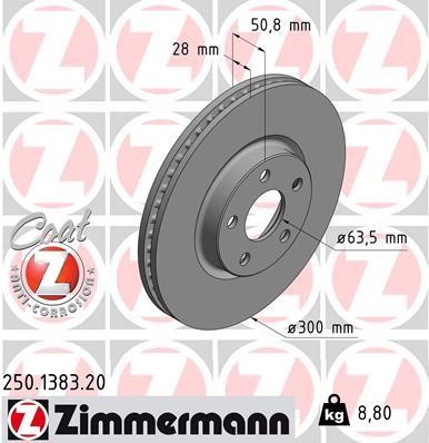Otto Zimmermann 250.1383.20 Brake disc 250138320: Buy near me at 2407.PL in Poland at an Affordable price!