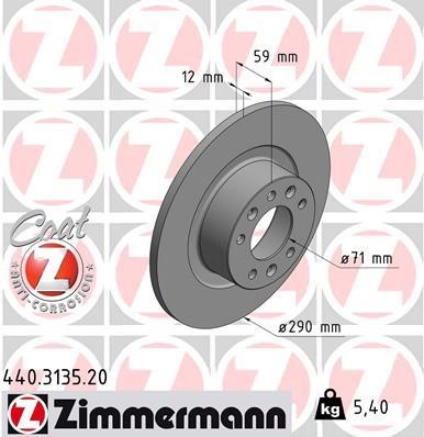 Otto Zimmermann 440.3135.20 Тормозной диск задний невентилируемый 440313520: Отличная цена - Купить в Польше на 2407.PL!