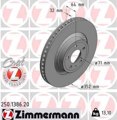 Otto Zimmermann 250.1386.20 Brake disk 250138620: Buy near me in Poland at 2407.PL - Good price!