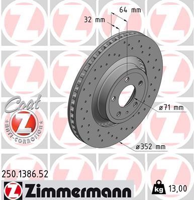 Otto Zimmermann 250.1386.52 Brake disk 250138652: Buy near me at 2407.PL in Poland at an Affordable price!