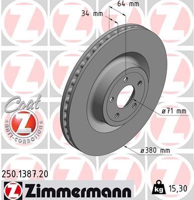 Otto Zimmermann 250.1387.20 Brake disk 250138720: Buy near me in Poland at 2407.PL - Good price!