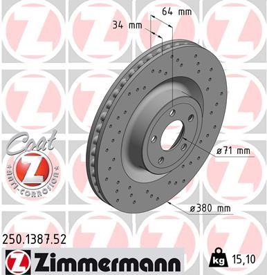 Otto Zimmermann 250.1387.52 Тормозной диск 250138752: Отличная цена - Купить в Польше на 2407.PL!