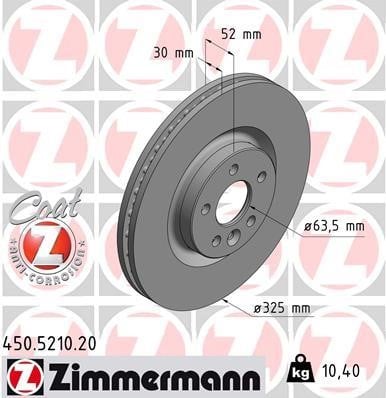 Otto Zimmermann 450.5210.20 Тормозной диск передний вентилируемый 450521020: Купить в Польше - Отличная цена на 2407.PL!