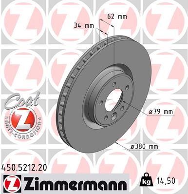 Otto Zimmermann 450.5212.20 Тормозной диск передний вентилируемый 450521220: Отличная цена - Купить в Польше на 2407.PL!