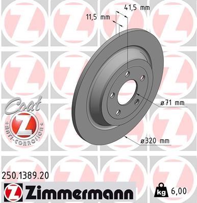 Otto Zimmermann 250.1389.20 Brake disk 250138920: Buy near me in Poland at 2407.PL - Good price!