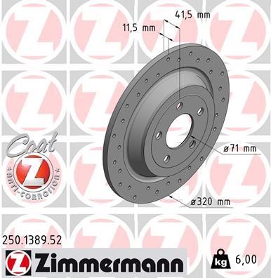 Otto Zimmermann 250.1389.52 Brake disk 250138952: Buy near me in Poland at 2407.PL - Good price!