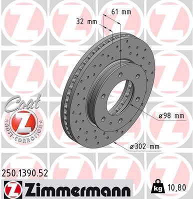 Otto Zimmermann 250.1390.52 Brake disk 250139052: Buy near me in Poland at 2407.PL - Good price!