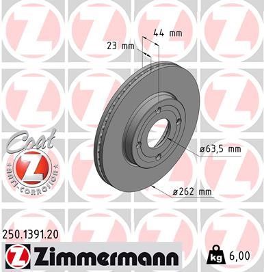 Otto Zimmermann 250.1391.20 Тормозной диск 250139120: Отличная цена - Купить в Польше на 2407.PL!