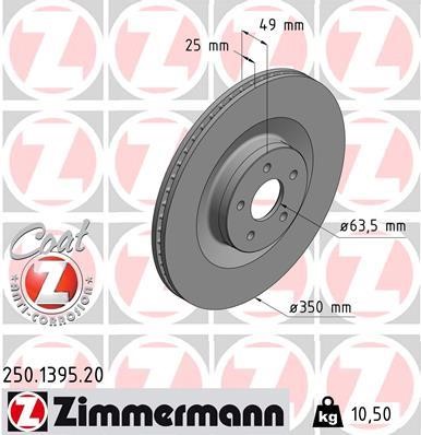 Otto Zimmermann 250.1395.20 Brake disk 250139520: Buy near me in Poland at 2407.PL - Good price!