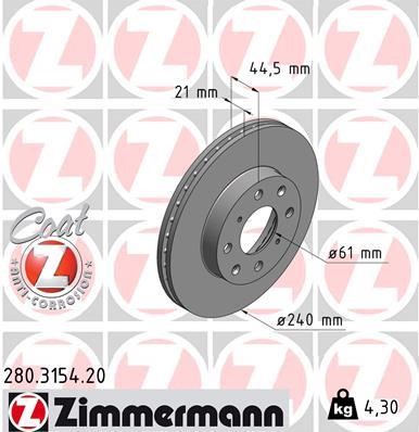Otto Zimmermann 280.3154.20 Тормозной диск 280315420: Отличная цена - Купить в Польше на 2407.PL!