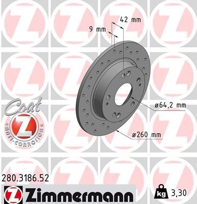 Otto Zimmermann 280.3186.52 Тормозной диск 280318652: Отличная цена - Купить в Польше на 2407.PL!
