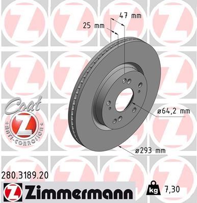 Otto Zimmermann 280.3189.20 Тормозной диск передний вентилируемый 280318920: Отличная цена - Купить в Польше на 2407.PL!