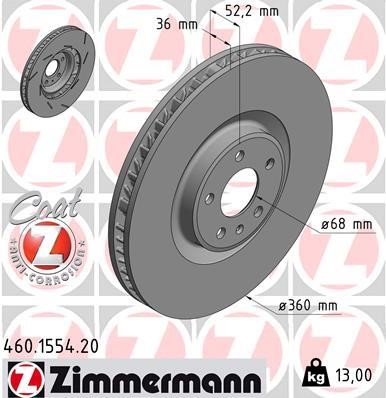 Otto Zimmermann 460.1554.20 Brake disc 460155420: Buy near me at 2407.PL in Poland at an Affordable price!