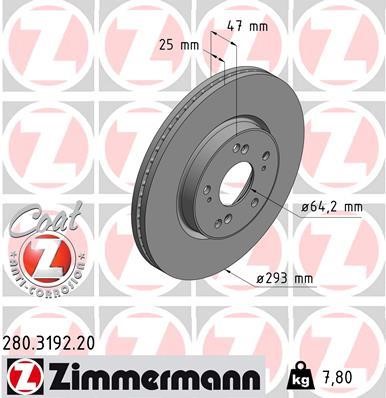 Otto Zimmermann 280.3192.20 Front brake disc ventilated 280319220: Buy near me in Poland at 2407.PL - Good price!