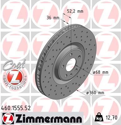 Otto Zimmermann 460.1555.52 Тормозной диск передний вентилируемый 460155552: Отличная цена - Купить в Польше на 2407.PL!