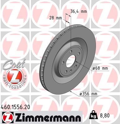 Otto Zimmermann 460.1556.20 Тормозной диск задний вентилируемый 460155620: Отличная цена - Купить в Польше на 2407.PL!