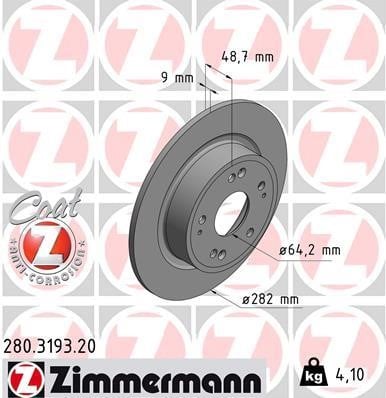 Otto Zimmermann 280.3193.20 Brake disk 280319320: Buy near me in Poland at 2407.PL - Good price!