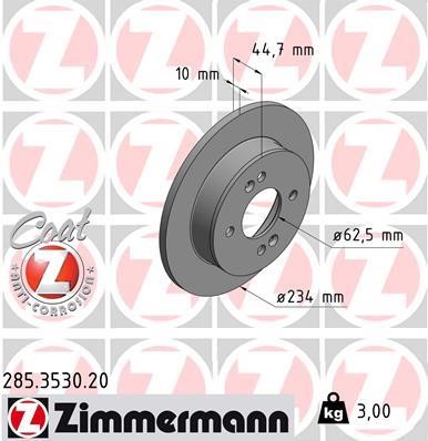 Otto Zimmermann 285.3530.20 Rear brake disc, non-ventilated 285353020: Buy near me in Poland at 2407.PL - Good price!