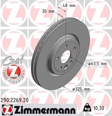 Otto Zimmermann 290.2269.20 Тормозной диск передний вентилируемый 290226920: Отличная цена - Купить в Польше на 2407.PL!